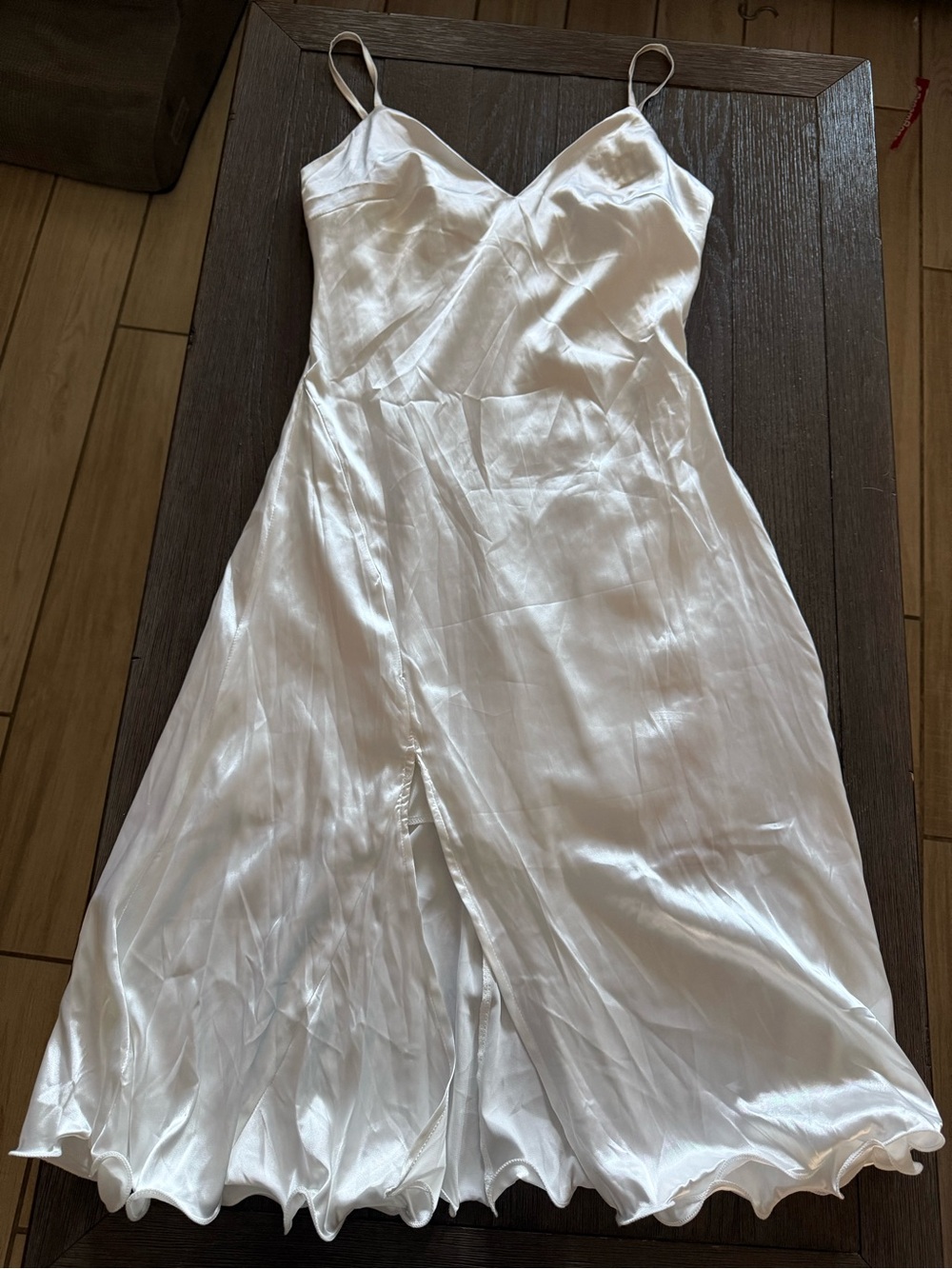 White Satin Slip Dress with Spaghetti Straps size Medium